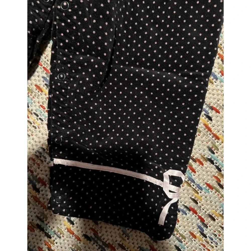 Gymboree Vintage Y2K 2003 Black Pink Polka Dot Corduroy Overalls Jumpsuit 3T
